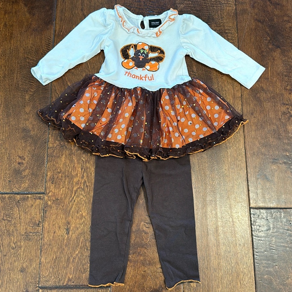 Baby Girl “Thankful” Thanksgiving Turkey Matching Outfit